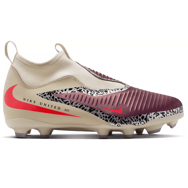 Botas de fútbol Nike Jr Phantom 6 High AC NU3 FG/MG Soccer Cleats (Burgundy Crimson/University Red)